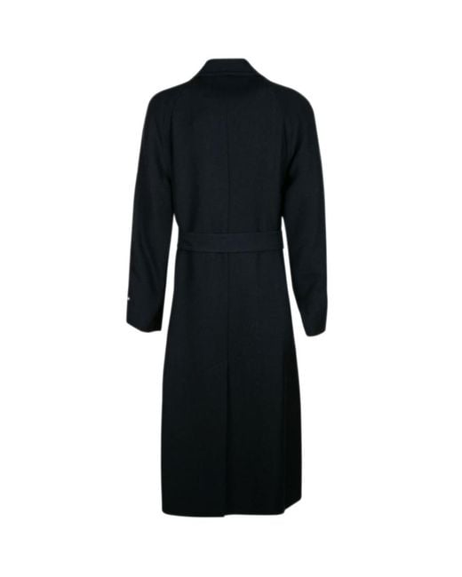 KENZO Black Monogram-Embroidered Belted Coat