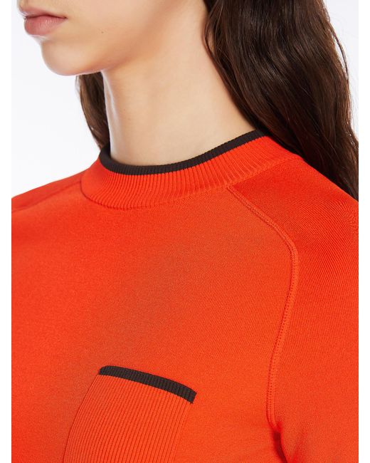 Sportmax Orange Stretch Knitted T-Shirt
