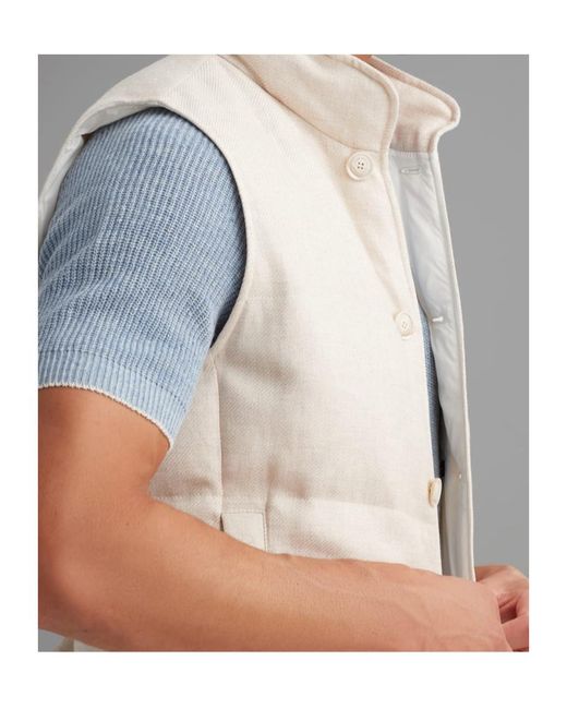 Brunello Cucinelli White High-Neck Button-Up Gilet for men