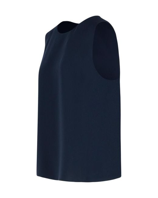 P.A.R.O.S.H. Blue Straight Hem Sleeveless Blouse