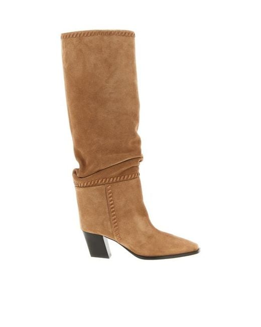 Jimmy Choo Brown Hart Stitch Knee Boots