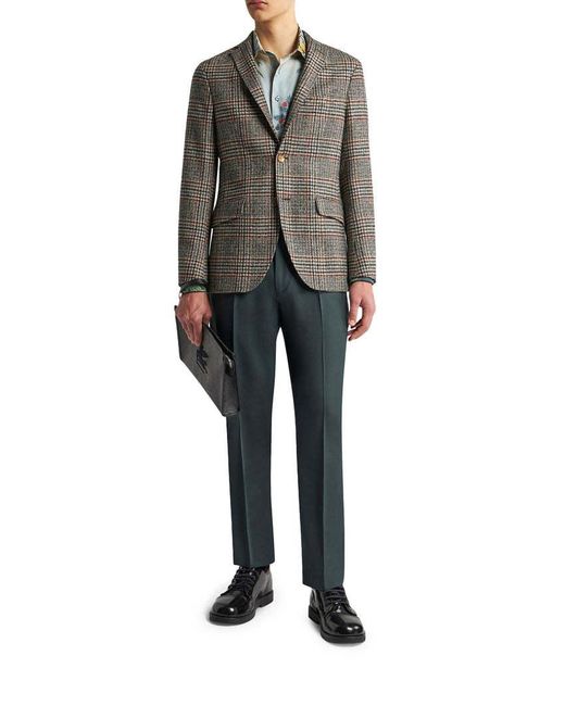 Etro Multicolor Long-Sleeved Checked Blazer for men