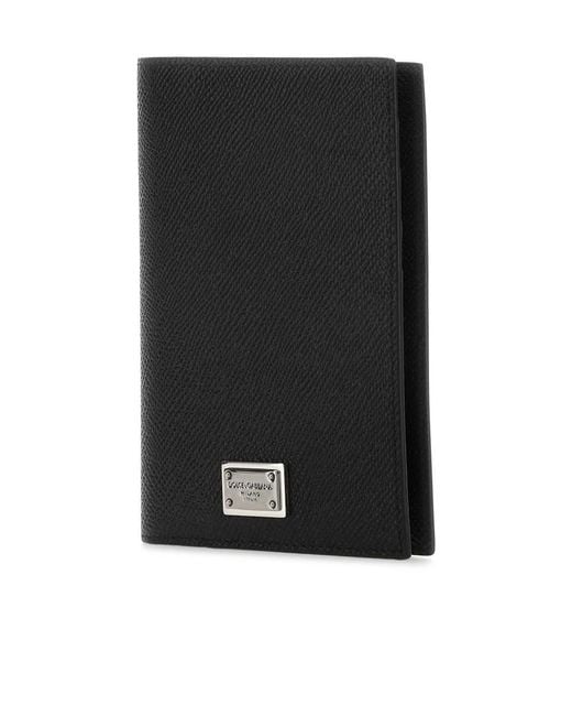 Dolce & Gabbana Black Logo Plaque Passport Holder for men