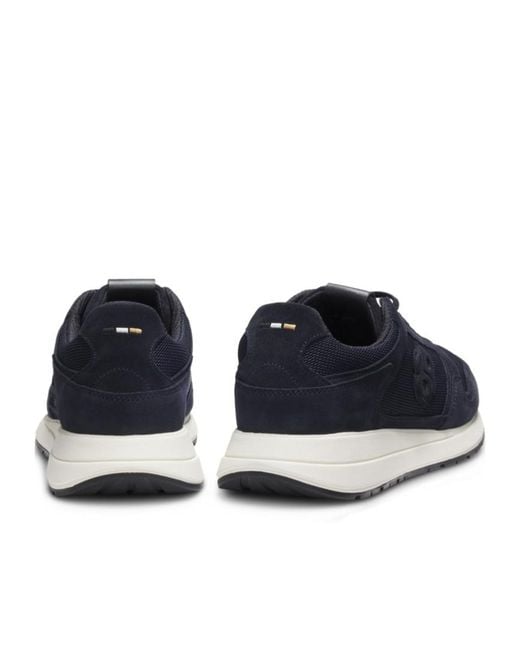 Boss Blue Embossed Running Sneakers for men