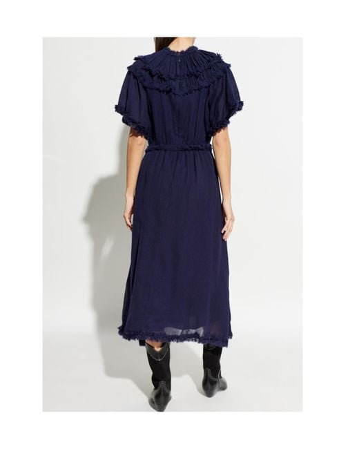 Ulla Johnson Blue Ayan Ruffled Midi Dress