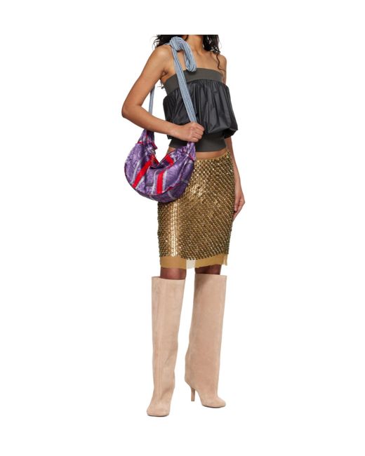 Edward Cuming Purple Fallas Jacquard Pattern Shoulder Bag