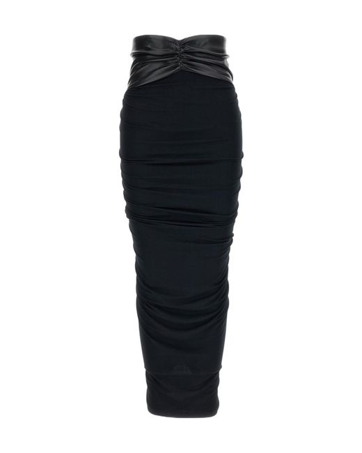 ANDAMANE Black Draped Midi Skirt