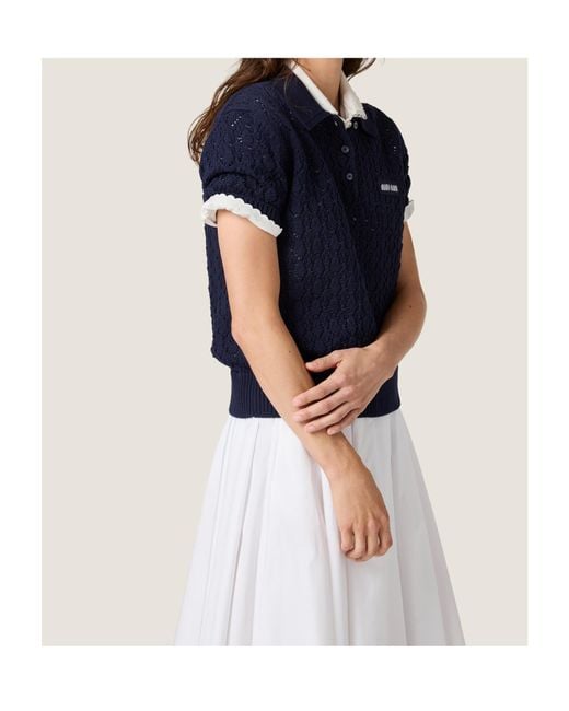 Miu Miu Blue Cotton Polo Shirt