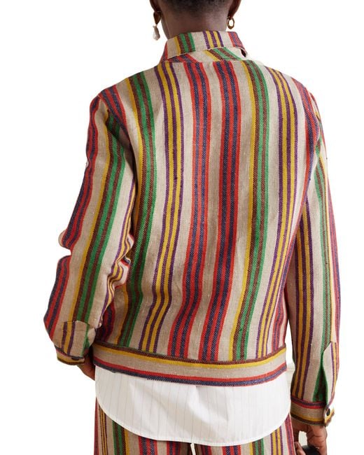 The Elder Statesman Red Striped Linen Jacquard Jacket