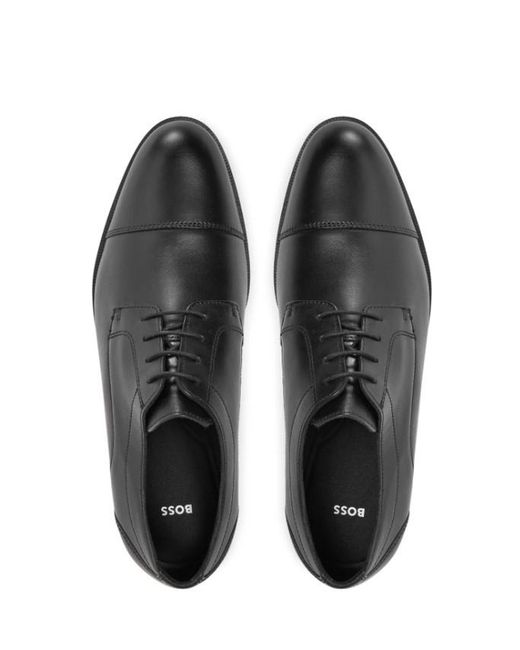 Boss Black Leather Derby Shoes for men