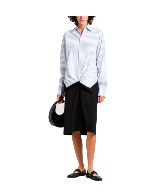 Maison Margiela White Stylish Striped Shirt Dress