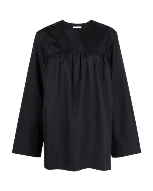 Lemaire Black Long-Sleeved Blouse