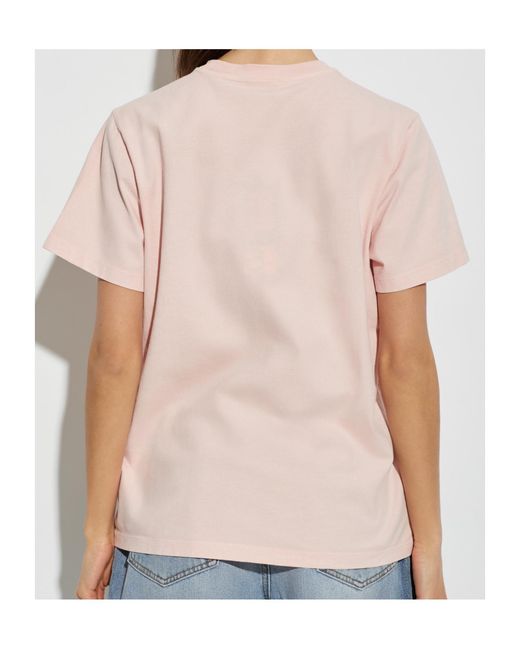 Ganni Pink Floral Printed Crewneck T-Shirt