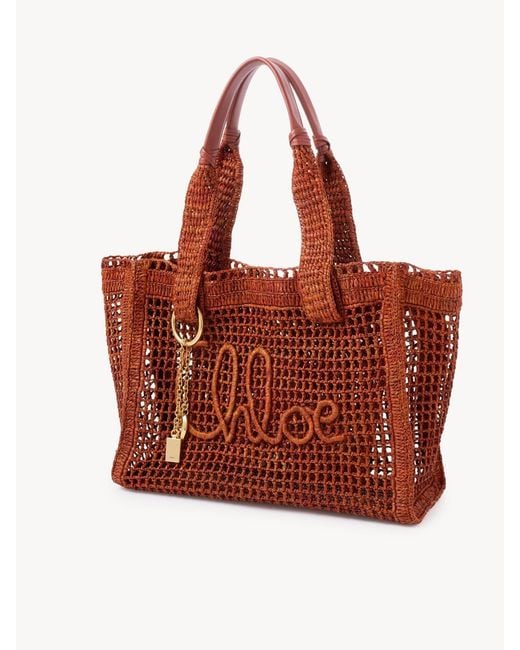 Chloé Red Chloé Summer Banana East-West Tote Bag