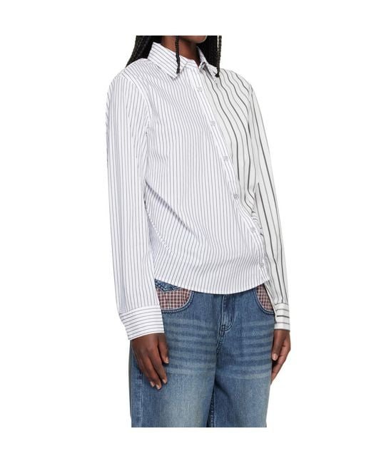 ANDERSSON BELL White Noa Striped Twisted Shirt