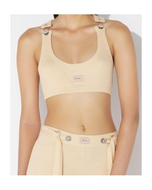 Jean Paul Gaultier Natural Ribbed Buckled Bra Top
