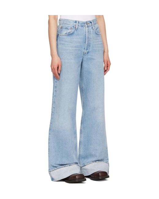 Agolde Blue Dame High-Rise Wide-Leg Jeans