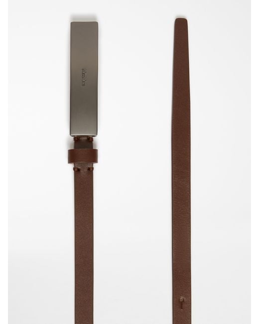 Max Mara White Logo Engraved Buckle Belt