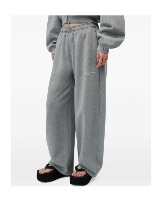 Alexander Wang Gray Mid-Rise Relaxed Sweatpant W/ Logo Print