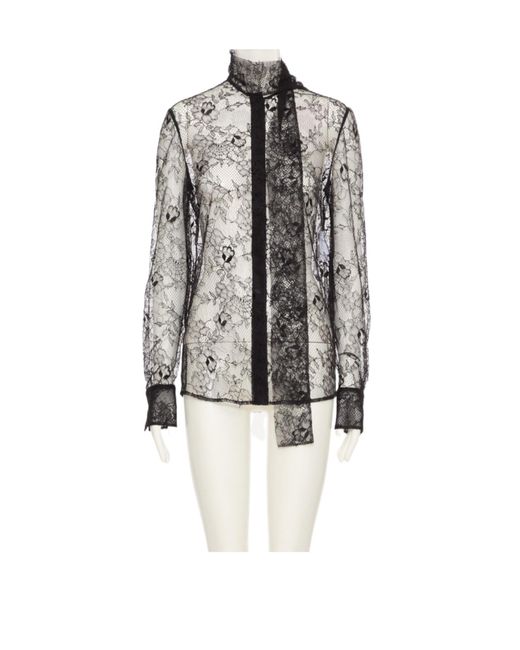 Valentino Gray Scarf Detailed Long-Sleeved Top