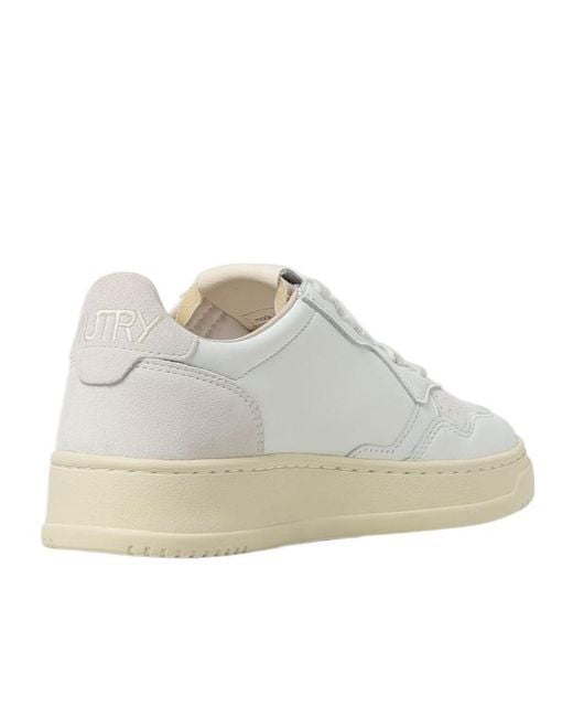 Autry White Medalist Panelled Low-Top Sneakers