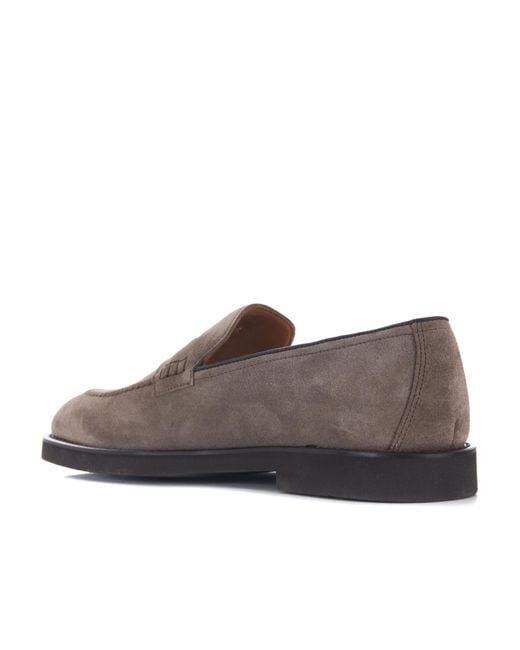 Doucal's Brown Almond-Toe Slip-On Loafers for men