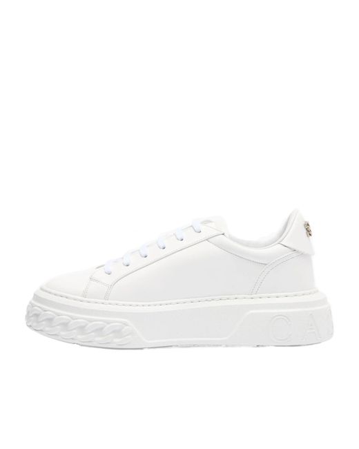 Casadei White Off Road Leather Sneakers