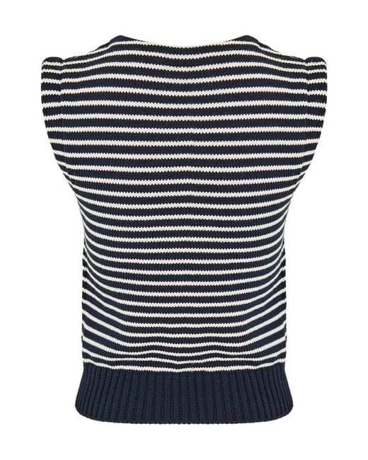 Weekend by Maxmara Blue Striped Knit Sleeveless Top