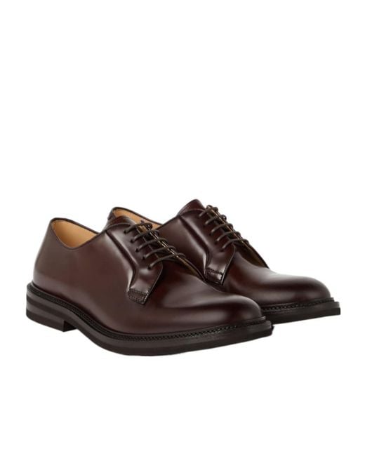 Brunello Cucinelli Brown Lace-Up Leather Derby Shoes for men