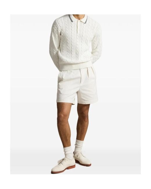 Polo Ralph Lauren White Cable-Knit Polo Sweater for men