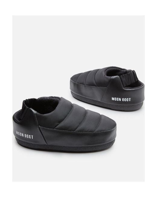 Moon Boot Black Logo Printed Padded Slippers for men