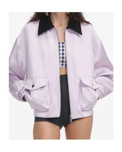 Self-Portrait Pink Contrast-Collar Jacket