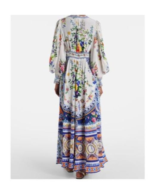 Camilla White Printed Silk Crêpe Maxi Dress