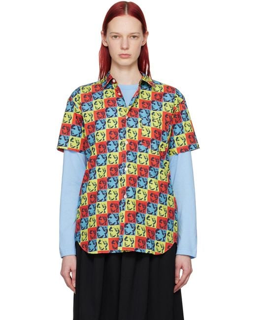 Comme des Garçons Blue Comme Des Garçons Shirt Andy Warho Printed Poplin Shirt for men
