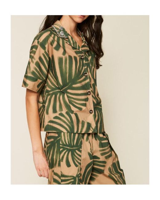 Twinset Green Print Embroidery Shirt