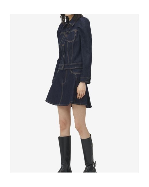 Alexander McQueen Blue Pinched Shoulder Denim Jacket