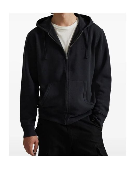 Polo Ralph Lauren Blue Logo Embroidered Zip-Up Hoodie for men