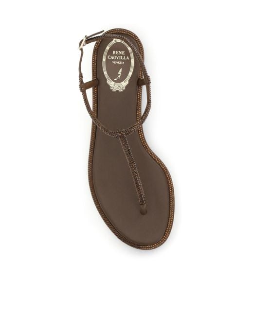 Rene Caovilla Brown René Caovilla Diana Embellished Thong Sandals