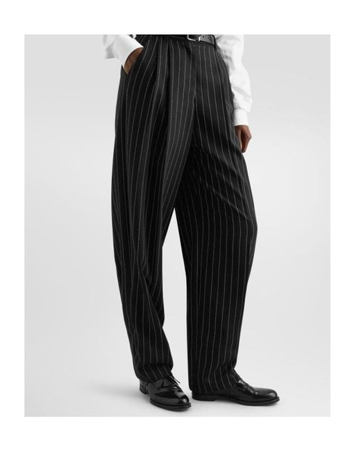 Dolce & Gabbana Black Pinstripe Virgin Wool Trousers
