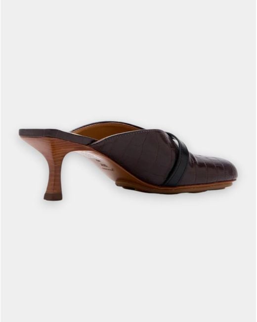Ganni Brown Buckle-Detailed Emboosed Heeled Sandals