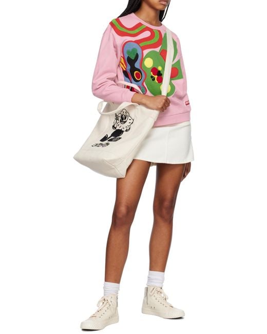 KENZO White Logo Patch Hook-Fastened Top Handle Bag