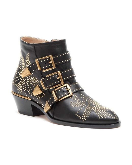 Chloé Black Chloé Susanna Studded Heeled Ankle Boots
