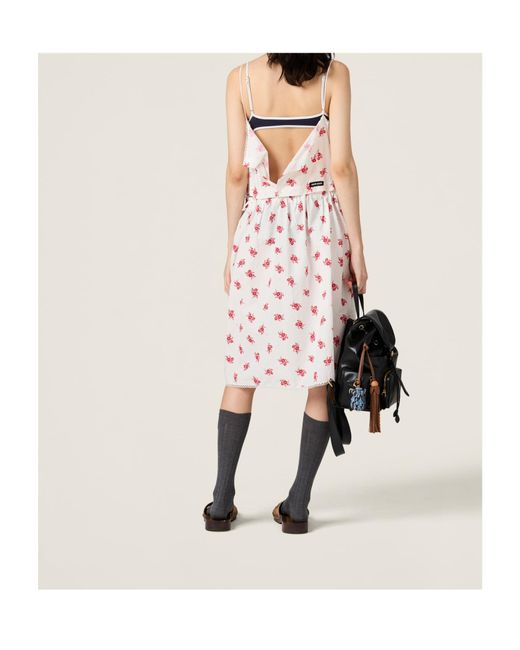 Miu Miu Pink Slubbed Poplin Dress