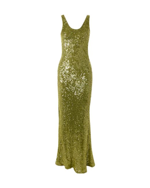 Galvan Green Moonlight Valletta Sequined Crepe De Chine Gown