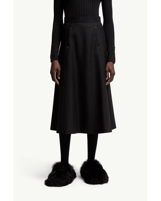 Moncler Black Mouliné Midi Skirt