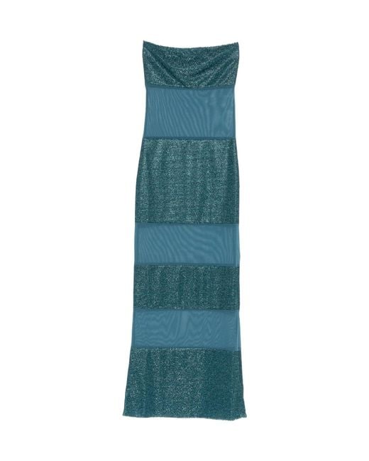 Oseree Blue Glitter Panel Dress