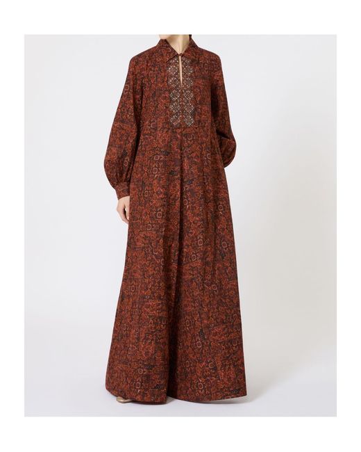 Max Mara Red Printed Cotton Kaftan Dress