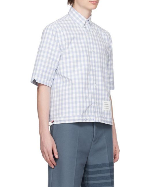 Thom Browne White Gingham Poplin Short-Sleeve Shirt for men