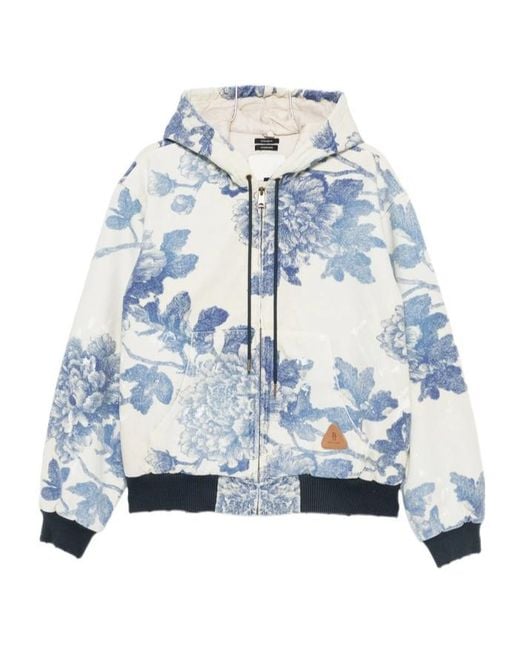 R13 Blue Printed Drawstring Casual Jacket for men