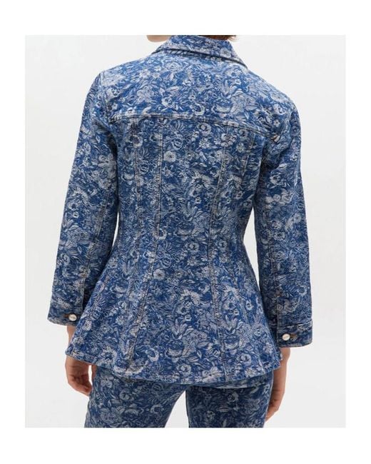 Ganni Blue Tapestry Denim Blazer